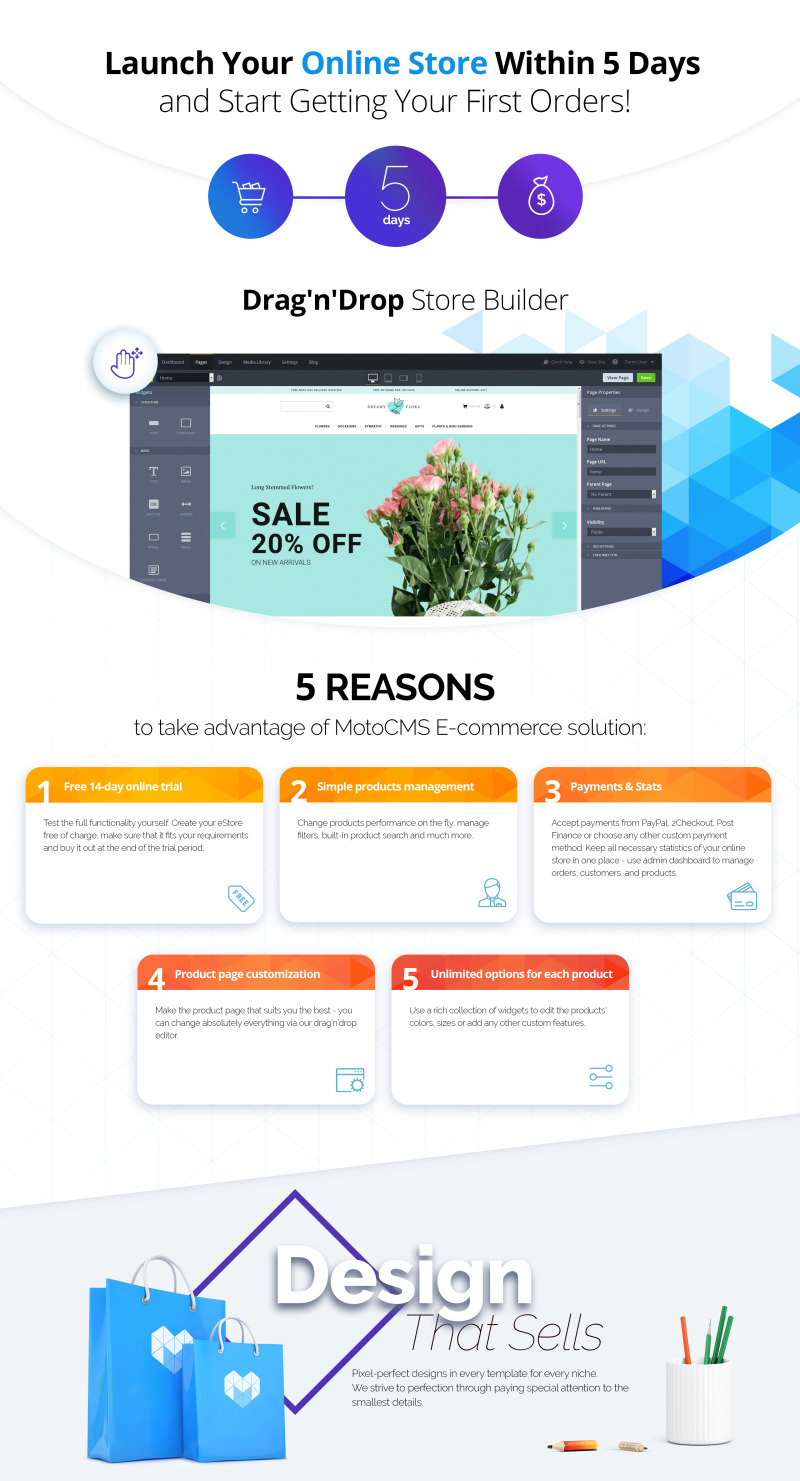 Dreamy Flora - Flower Shop MotoCMS Ecommerce Template - Features Image 1