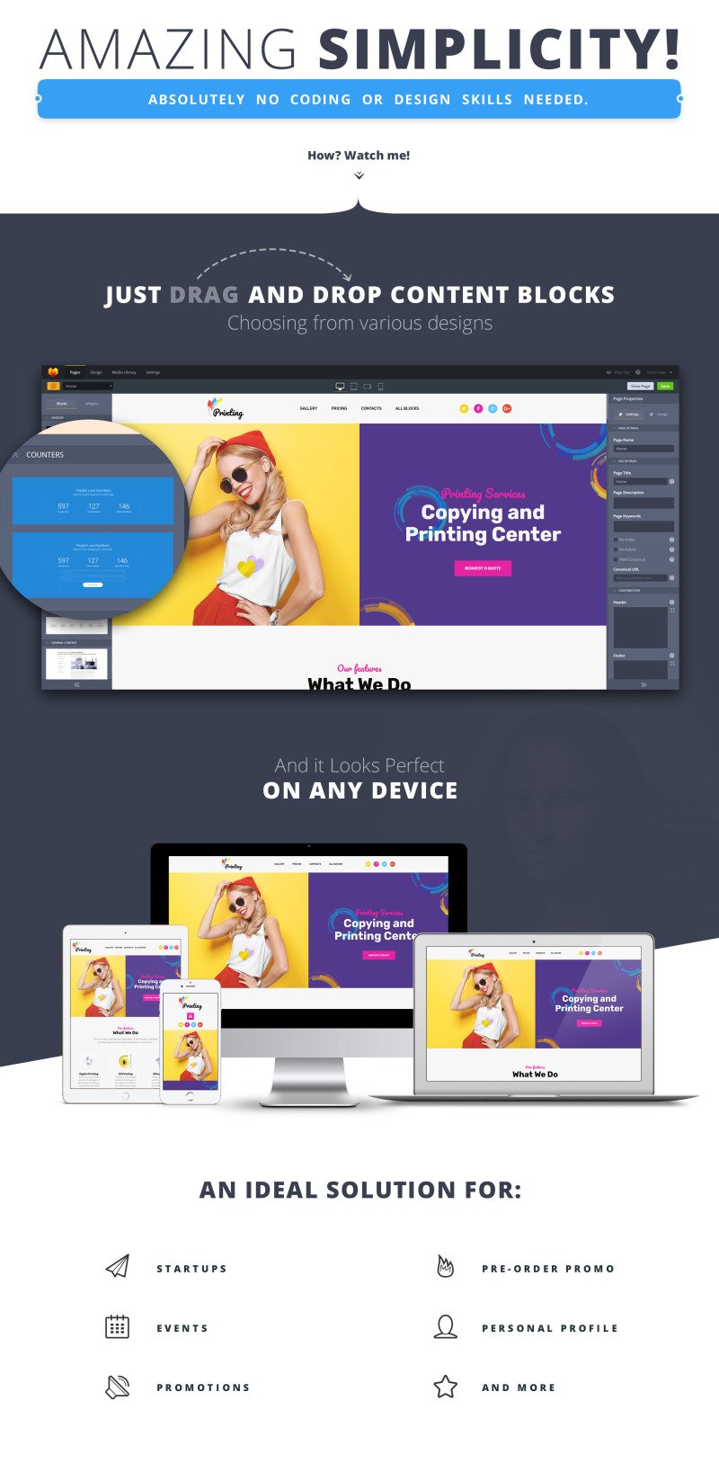 Template di Landing Page Responsive #74920 Printing Company - Immagine Caratteristiche 1