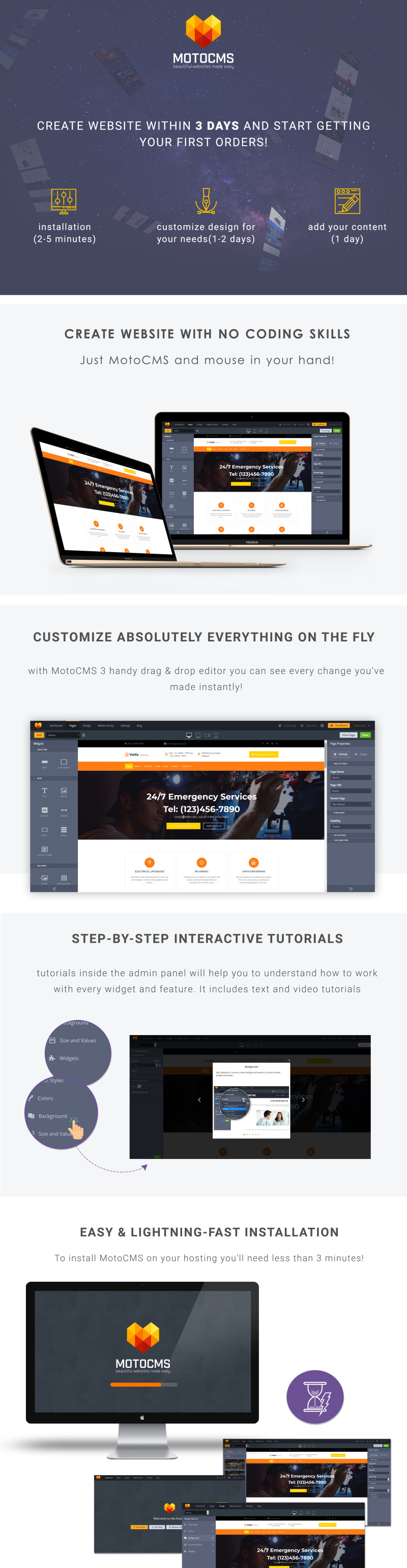 Template Moto CMS 3 Responsive #75646 Voltix - Electrical Services - Immagine Caratteristiche 1