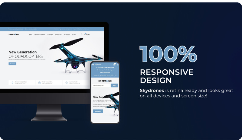 Skydrones - elegantní šablona OpenCart reagující na kvadrokoptéru - Obrázek funkce 4