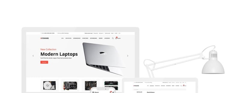 Sfoware - Computer Shop Multipage Clean OpenCart Template thème OpenCart adaptatif #79079 - Image 1