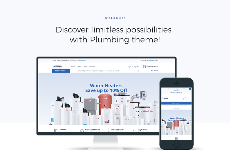 Tema WooCommerce Comper - Plumbing ECommerce Classic Elementor #79791 - Imagen de características 1
