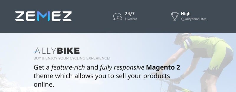 AllyBike - FREE Sports eCommerce Magento Theme - Features Image 1