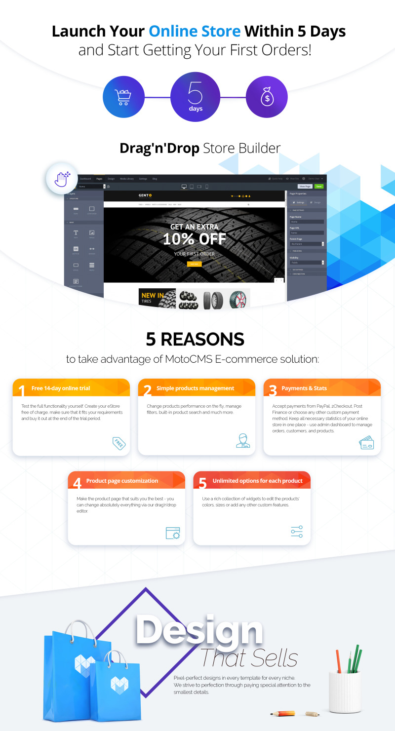 Gento - Wheels and Tires Store MotoCMS Ecommerce Template - Features Image 1