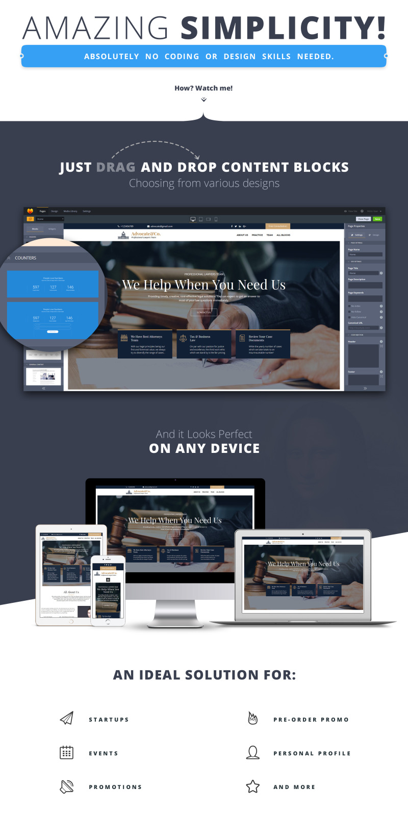 Advocate & Co - Шаблон целевой страницы для юристов - Features Image 1