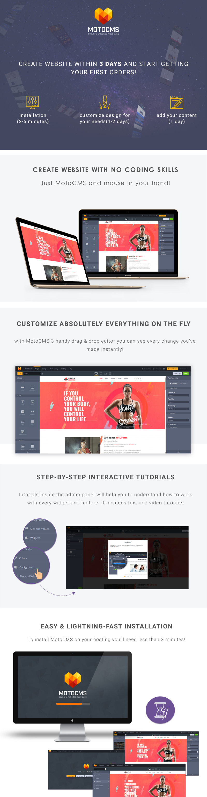 Download Liform - Best Crossfit Moto CMS 3 Template #85363 | Premium themes & Plugins 1 Liform - Best Crossfit Moto CMS 3 Template - Features Image 1