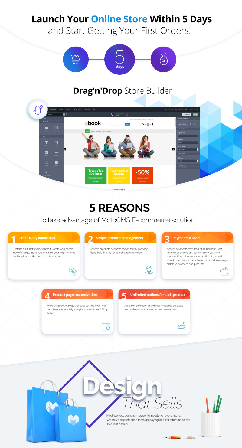 Ebook - Book Store MotoCMS Ecommerce Template - Features Image 1
