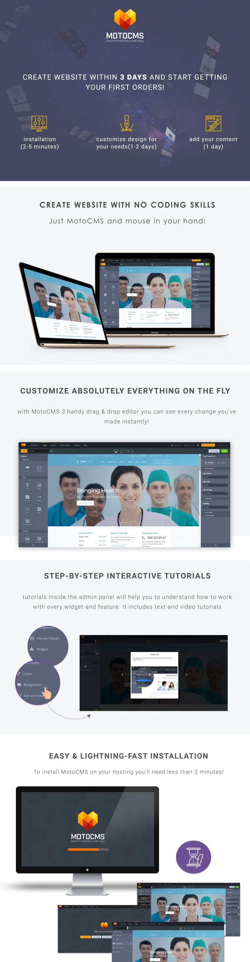Profimed - Medical Moto CMS 3 Template - Features Image 1