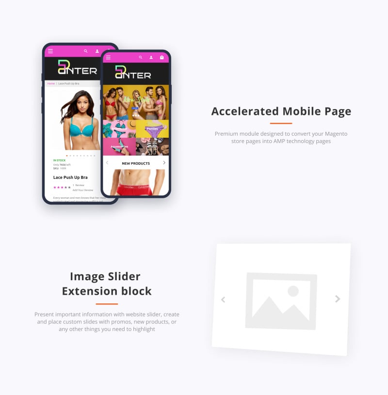 Panter - Underwear eCommerce Store Design Magento Theme - Features Image 5