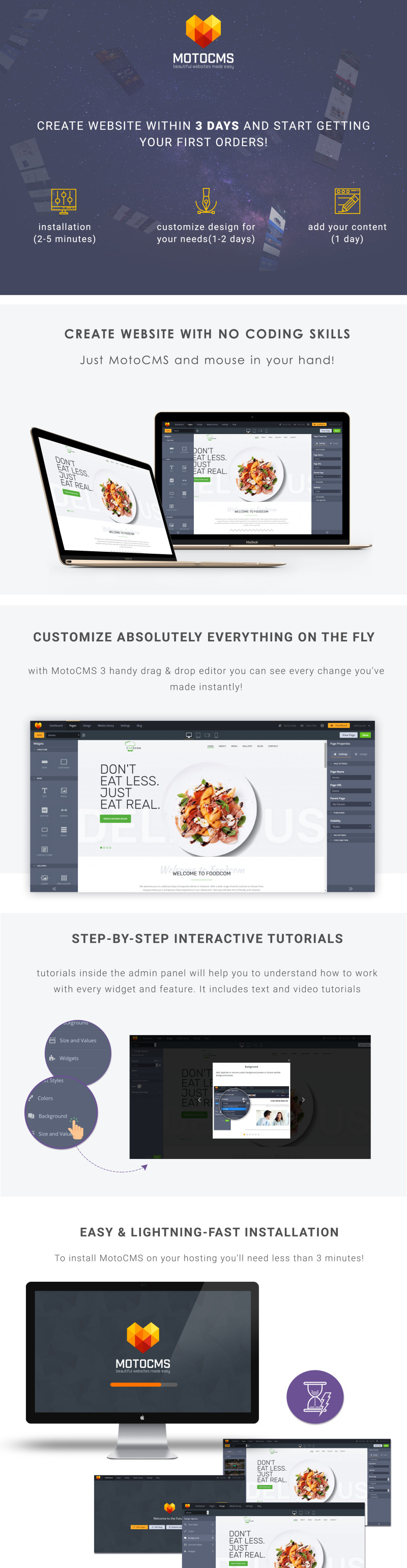 Foodcom - Modèle pour Restaurant Moto CMS 3 - Image 1
