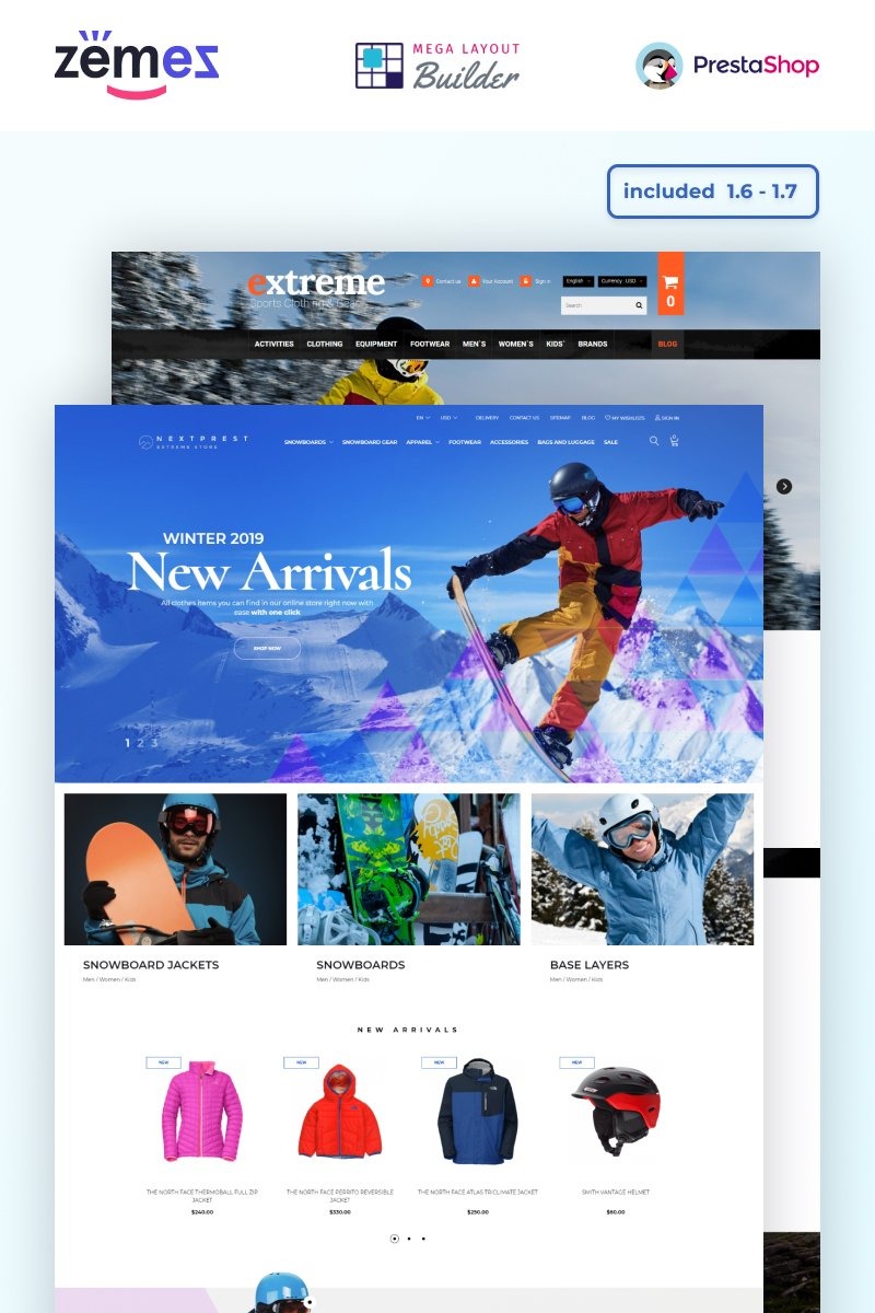 Nextprest - Multipurpose Extreme Sports PrestaShop Theme Nextprest - Extreme Sports PrestaShop Theme