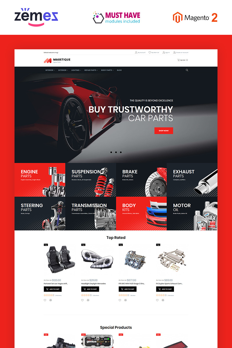 Magetique - Spare Parts Magento Template