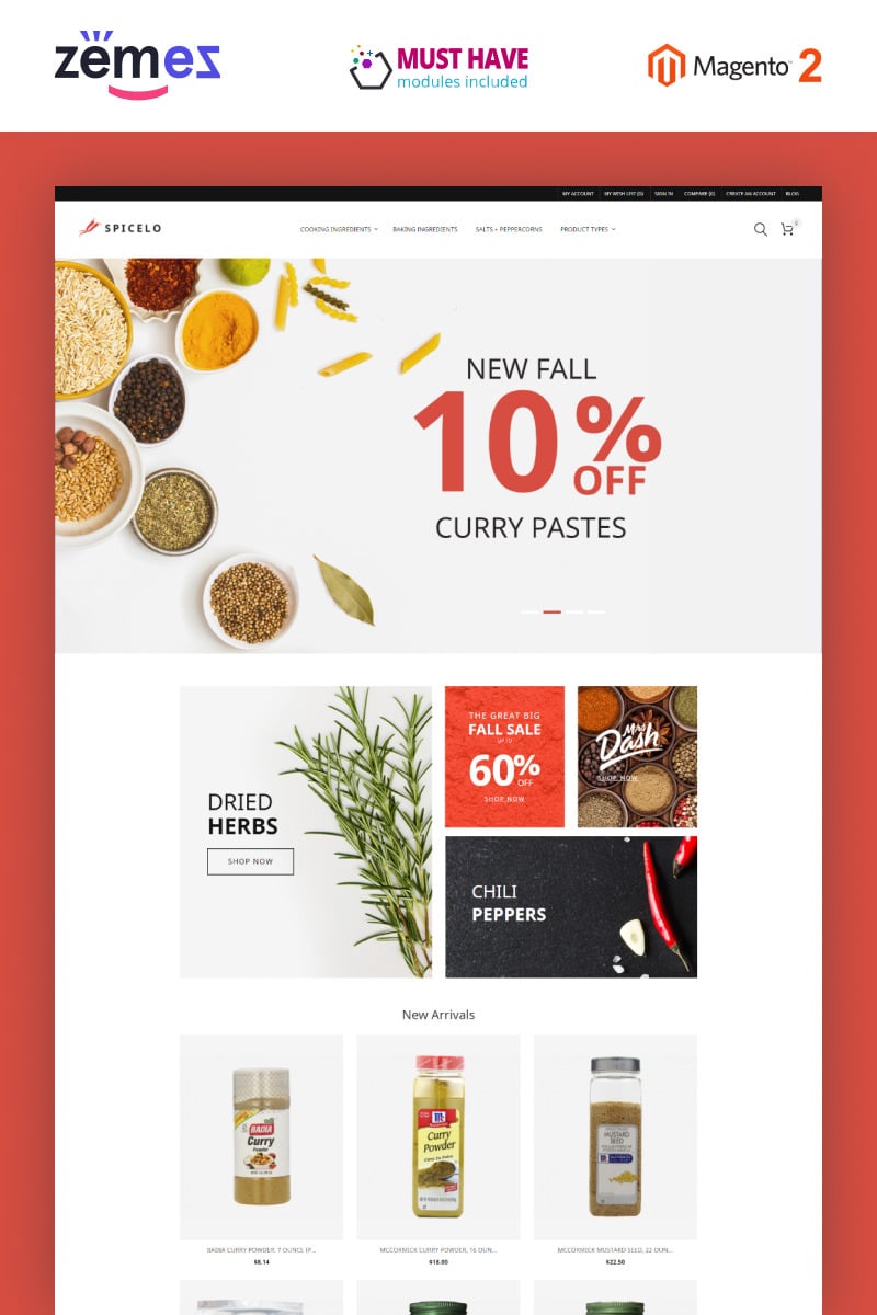 Spicelo - AMP Spice Shop Reponsive Magento Theme