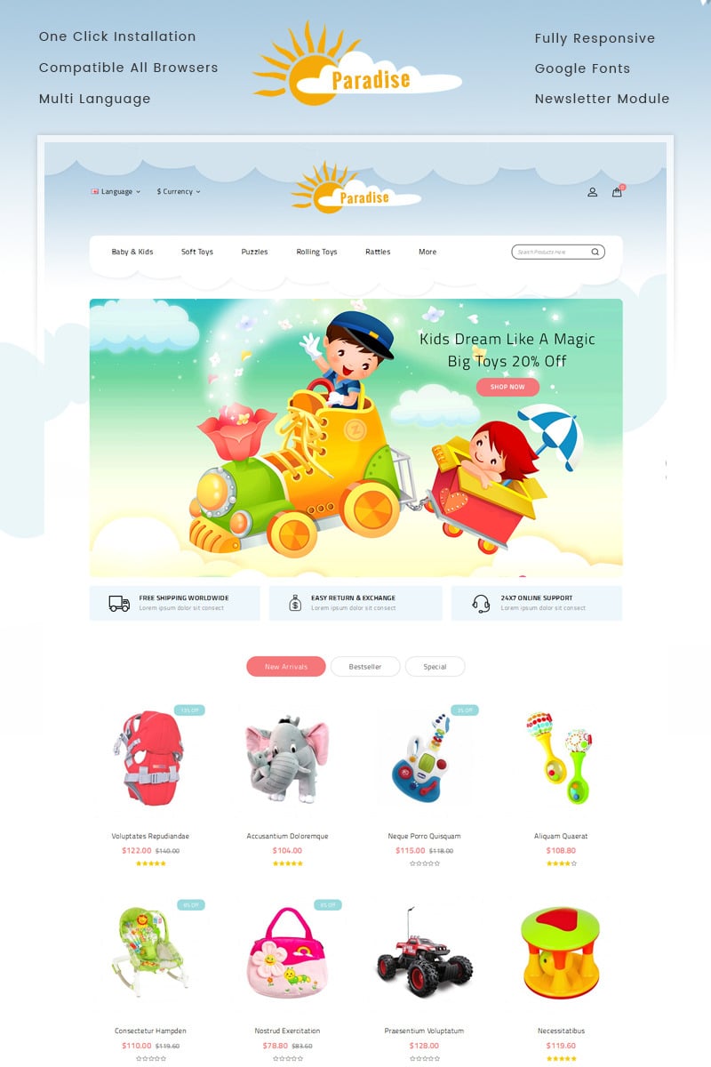 Paradise Toys Store OpenCart Template