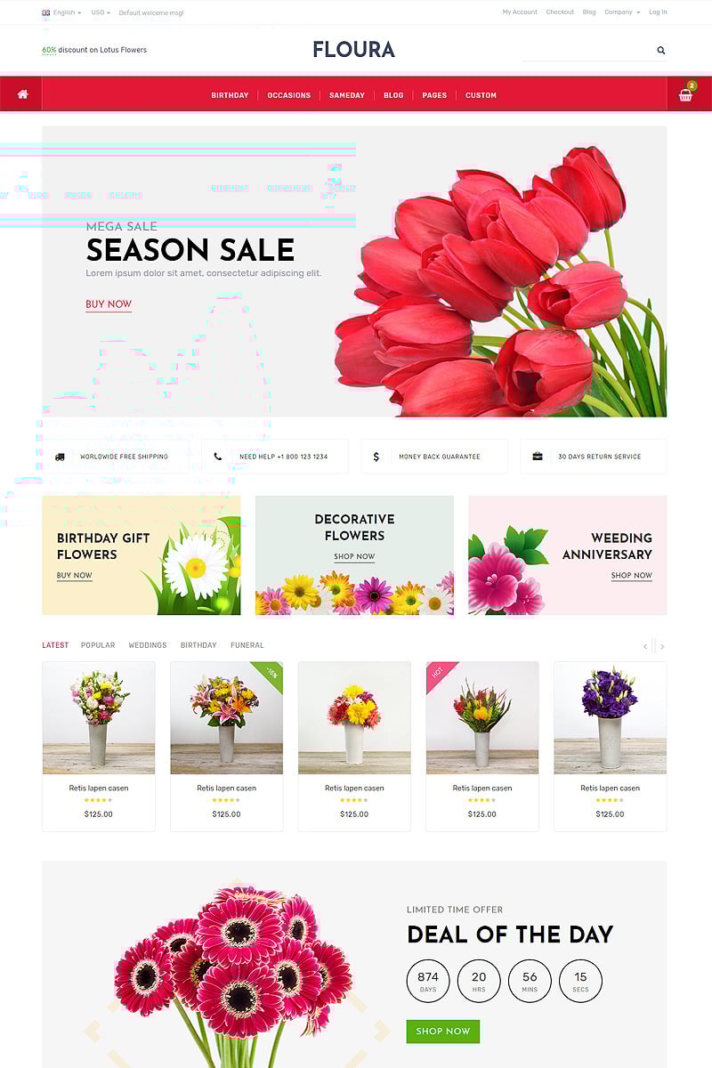 Floura - Flower & Gift Store Website Template Floura - Flower Store Website Template