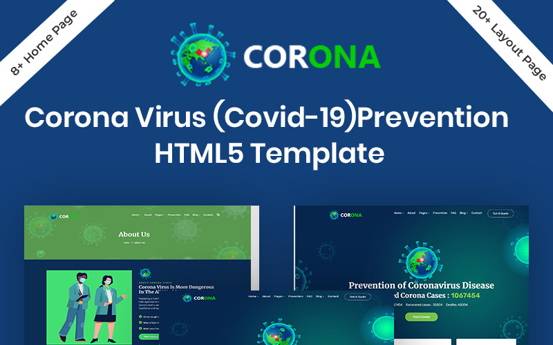 Corona (Covid-19) Önleme HTML5 Önyükleme Web Sitesi Şablonu
