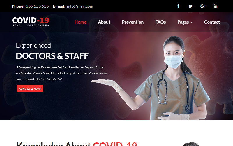 Corona Virus Website Template