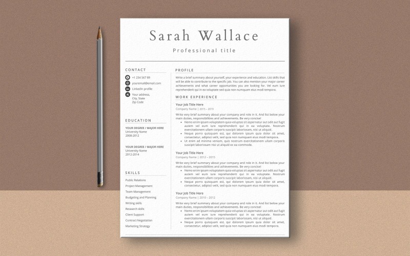 Klassische MS Word-Lebenslaufvorlage, professionelle CV-Vorlage