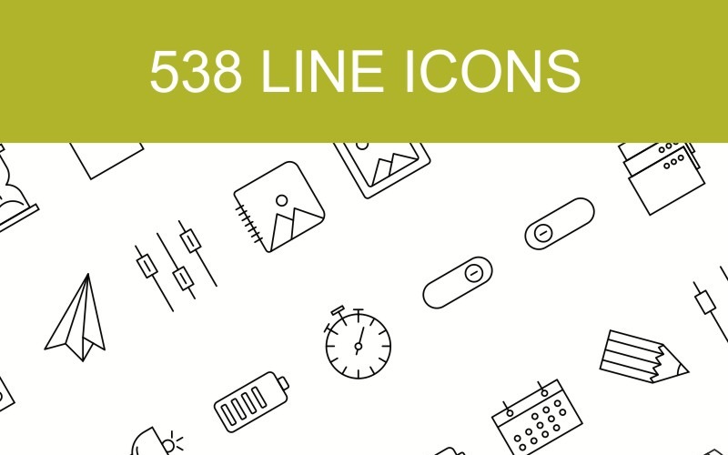 538 Line with 15 Multiple Categories Icon Set