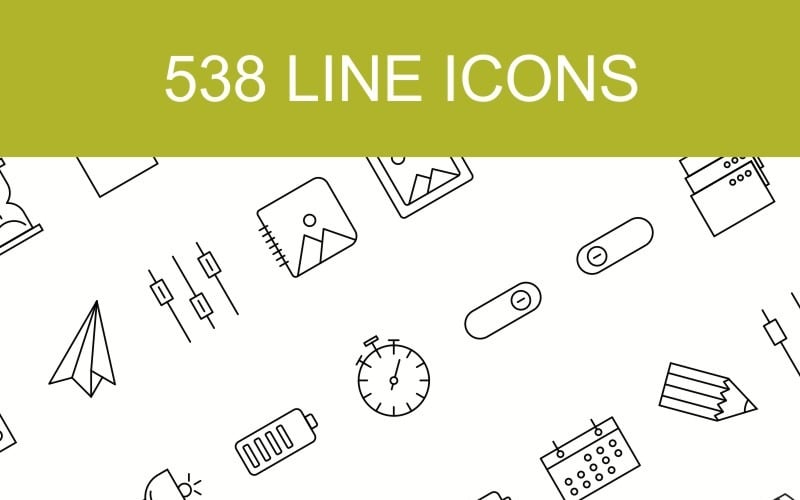 538 Línea con 15 Conjunto de Iconos de Categorías Múltiples