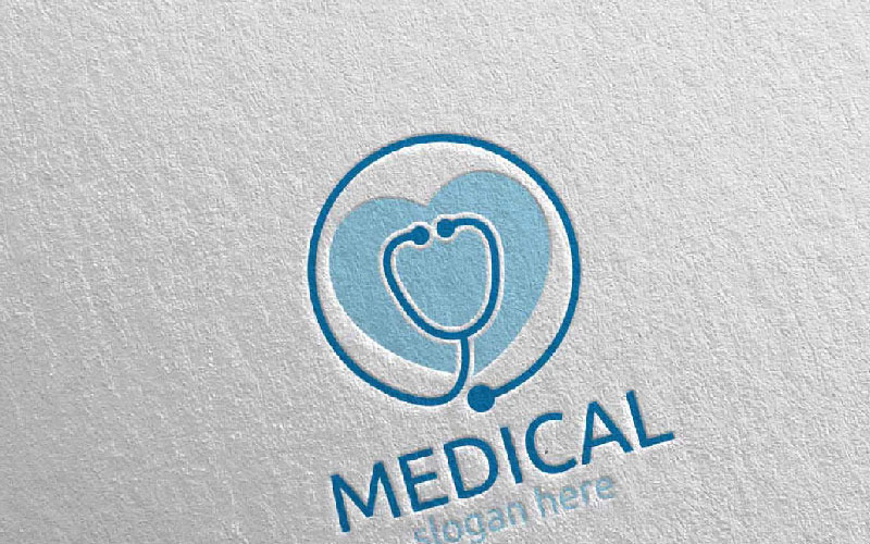 Modèle de logo Love Cross Medical Hospital Design 100