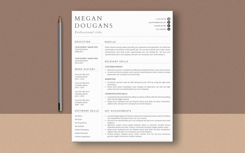 Меган Дуганс Ms Word шаблон функционального резюме
