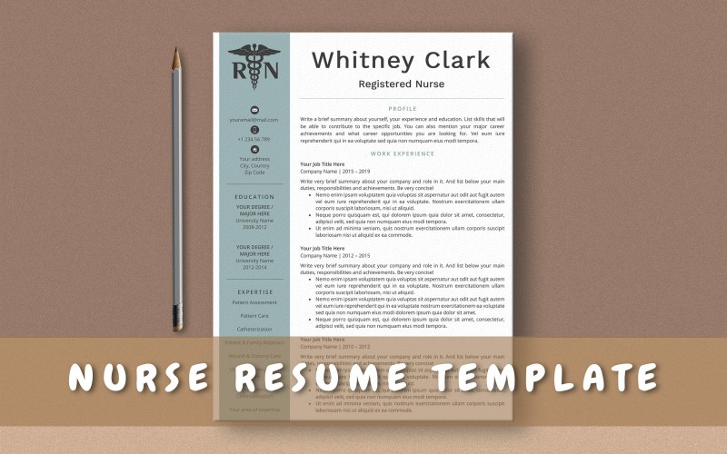 Nurse Resume Template for MS Word, Nursing CV Template, Cirriculum Vitae for Nurses