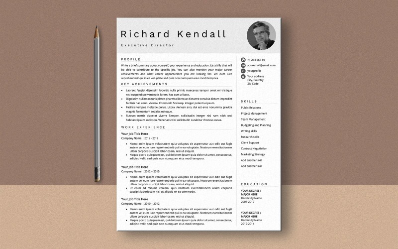 Download Резюме "Richard Kendall Ms Word Resume Template" / Richard Kendall Ms Word Resume Template - Резюме на тему графика professional,functional,combination,cv,project,manager,director,ceo,executive,government,european,modern,lebenslauf,editable,resume template,curriculum vitae,cover letter