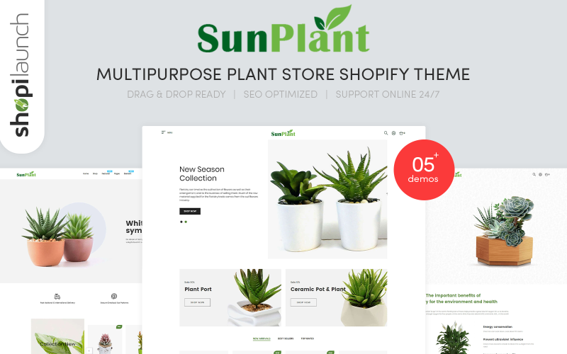 Sunplant-多功能植物商店响应式Shopify主题 #100069