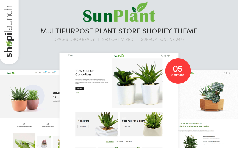 Sunplant - Thème Shopify réactif pour magasin d'usine polyvalent