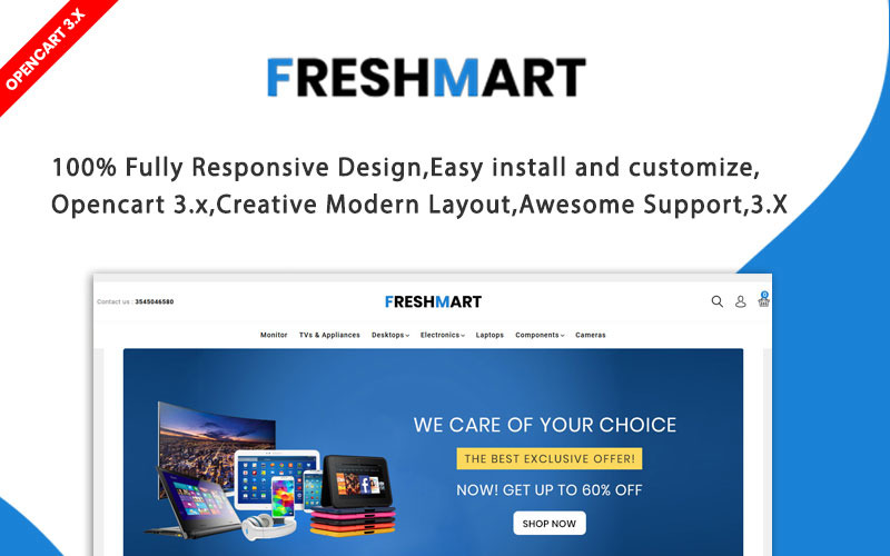 Адаптивный шаблон Freshmart Electronics Шаблон OpenCart