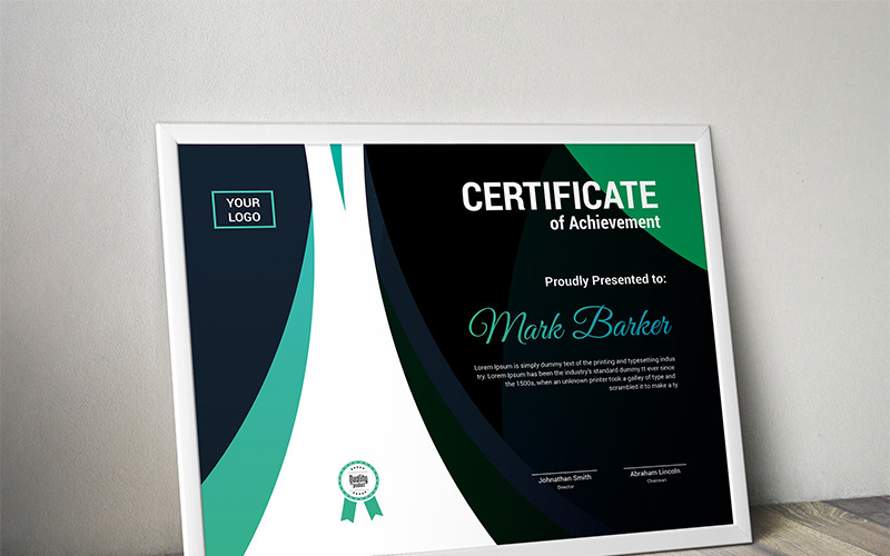 Download Шаблон сертификата "Curvy Colorful Certificate Template" / Curvy Colorful Certificate Template - Шаблон сертификата на тему графика certificate corporate decorative diploma elegant excellence frame graduation green modern multicolor ornament ornaments paper print ready template professional red simple