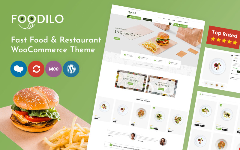 Foodilo - Fast Food & Restoran Mağazası WooCommerce Teması
