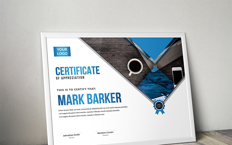 Download Шаблон сертификата "Geometric Modern Certificate Template" / Geometric Modern Certificate Template - Шаблон сертификата на тему графика certificate corporate decorative diploma elegant excellence frame graduation green modern multicolor ornament ornaments paper print ready template professional red simple