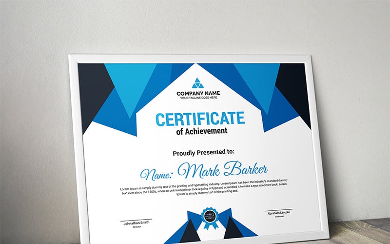 Download Шаблон сертификата "Geometric Modern Certificate Template" / Geometric Modern Certificate Template - Шаблон сертификата на тему графика certificate corporate decorative diploma elegant excellence frame graduation green modern multicolor ornament ornaments paper print ready template professional red simple