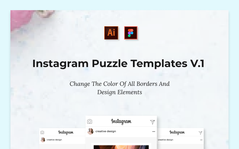 Download Шаблон для соцсетей "Instagram Puzzle Template V.1 for Social Media" / Instagram Puzzle Template V.1 for Social Media - Шаблон для соцсетей на тему графика clean minimalist gallery instagram twitter post puzzle sale shop social media square stories template trendy simple modern facebook banner design