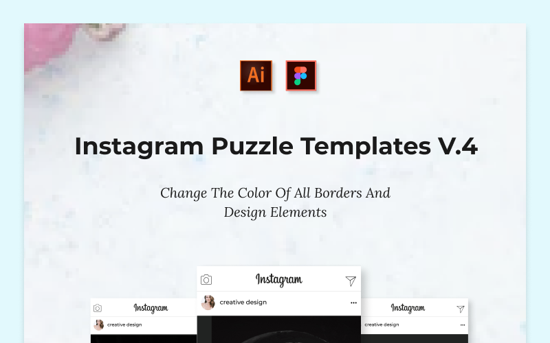 Download Шаблон для соцсетей "Instagram Puzzle Template V.4 for Social Media" / Instagram Puzzle Template V.4 for Social Media - Шаблон для соцсетей на тему графика instagram social media banner templates post puzzle stories design promotion creative business corporate marketingundefined simple clean modern black dark