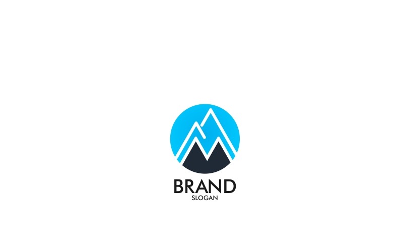 Download Шаблон логотипа "M Blue Mountain Logo Template" / M Blue Mountain Logo Template - Шаблон логотипа на тему графика m mountain mount mountains outdoor simple circle travel tour minimalist flat modern iconic letter typo