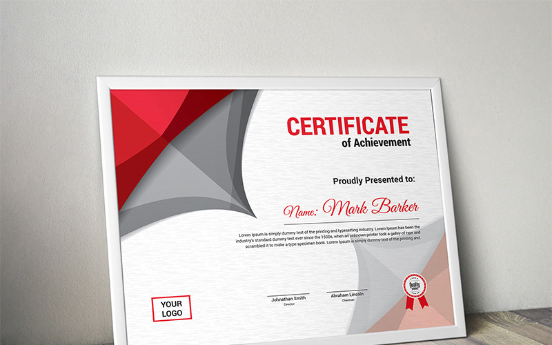 Download Шаблон сертификата "Modern Curvy Certificate Template" / Modern Curvy Certificate Template - Шаблон сертификата на тему графика certificate corporate decorative diploma elegant excellence frame graduation green modern multicolor ornament ornaments paper print ready template professional red simple