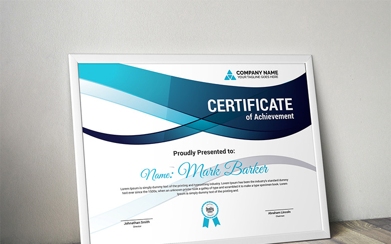 Download Шаблон сертификата "Wavy Modern Certificate Template" / Wavy Modern Certificate Template - Шаблон сертификата на тему графика certificate corporate decorative diploma elegant excellence frame graduation green modern multicolor ornament ornaments paper print ready template professional red simple