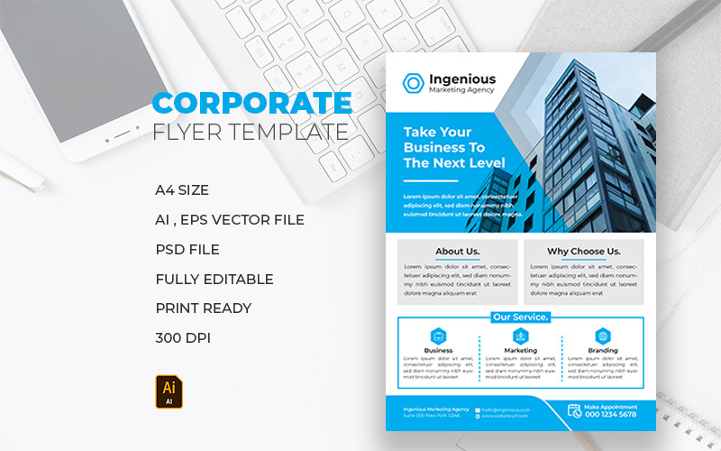 Download Фирменный стиль "Business Flyer - Corporate Identity Template" / Business Flyer - Corporate Identity Template - Фирменный стиль на тему графика corporate flyer business template agency a4 size advert advertisement business clients company digital investment letter marketing media personal simple