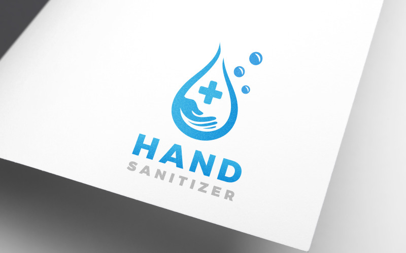 Diseño de logotipo de desinfectante para lavado de manos con gota de agua