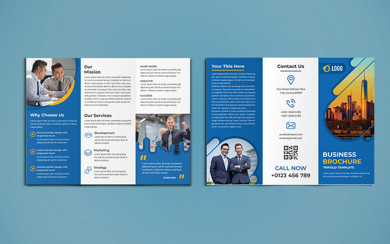 Trojnásobný design brožury - šablona Corporate Identity
