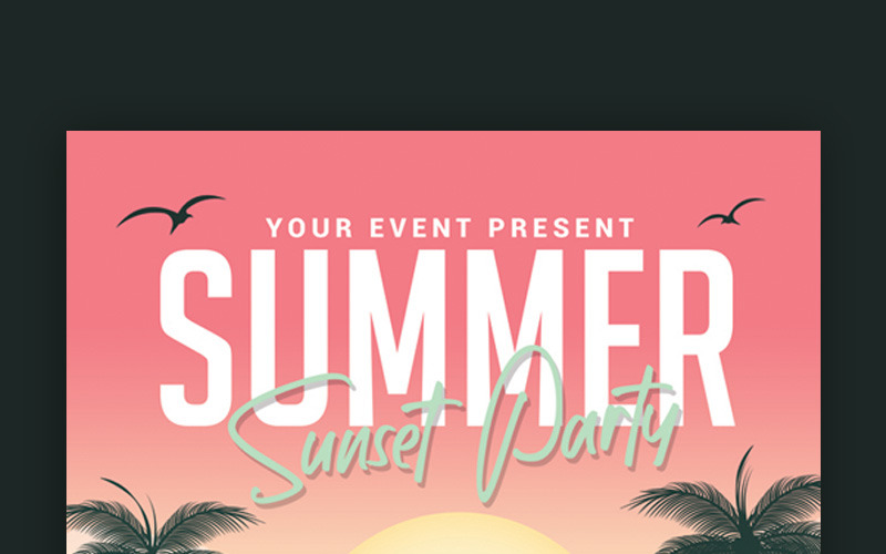 Download Фирменный стиль "Summer Sunset Beach Party - Corporate Identity Template" / Summer Sunset Beach Party - Corporate Identity Template - Фирменный стиль на тему графика beach party club dance design double flyer groove hot lightning music ocean night pool post poster print ready sea sexy