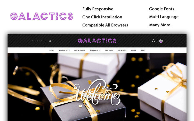 Galactics - modelo OpenCart de loja de presentes
