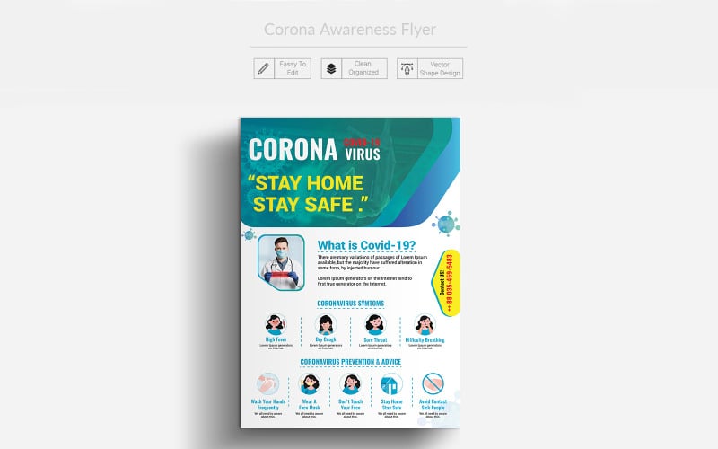 Corona Awareness Flyer - Corporate Identity Template