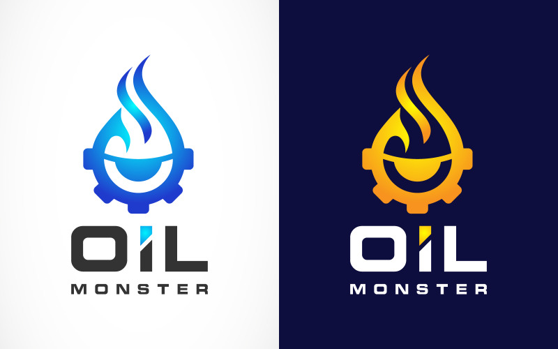 Design de logotipo de óleo e gás de engrenagem de monstro automotivo