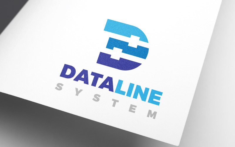 Diseño de logotipo de tecnología de línea de datos creativa letra D