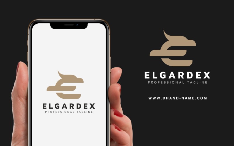 Download Шаблон логотипа "Elgardex E Letter Dragon Logo Template" / Elgardex E Letter Dragon Logo Template - Шаблон логотипа на тему графика design,dragon,logo,letter,shield,tatto,e,eletter,luxury,royal,law