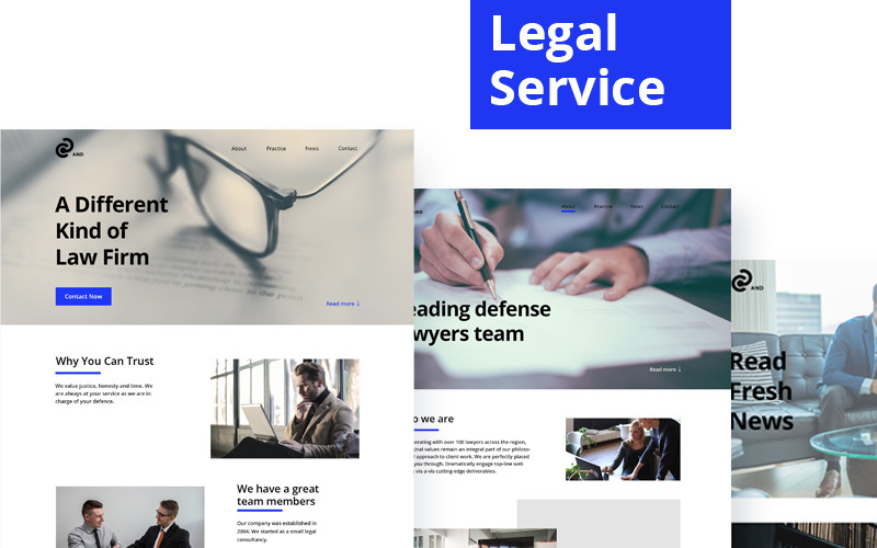 Juridiska tjänster PSD-mall för webbplats